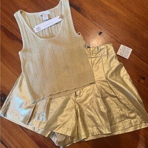 Gold Tank and Short Set house of Harlow
